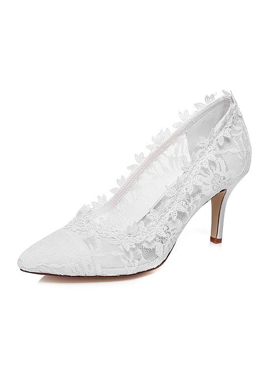 Elegant Satin Upper Closed Toe Stiletto Heels Wedding/ Bridal Shoes ...