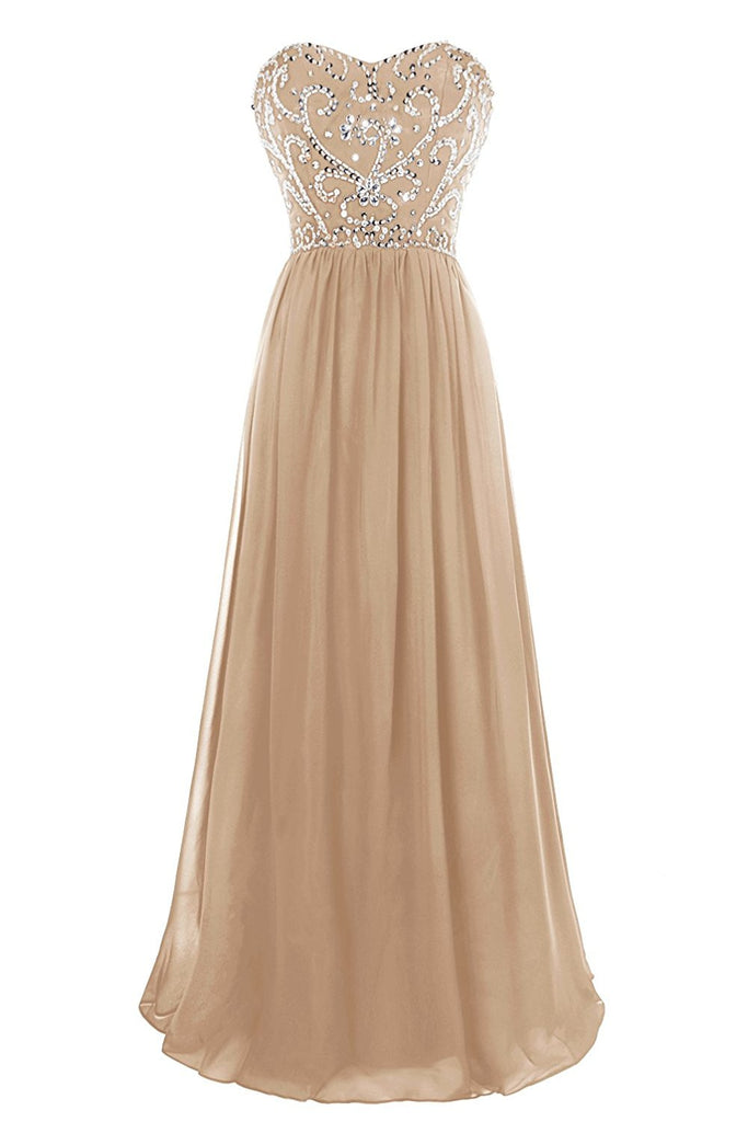 A Line Sweetheart Beaded Lace Up Back Floor Length Evening Dress ...