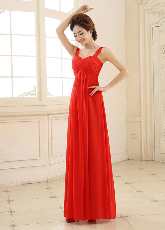 Red Elegant Chiffon Sweetheart Neckline A Line Evening Dress Cheap Sassymyprom 7568