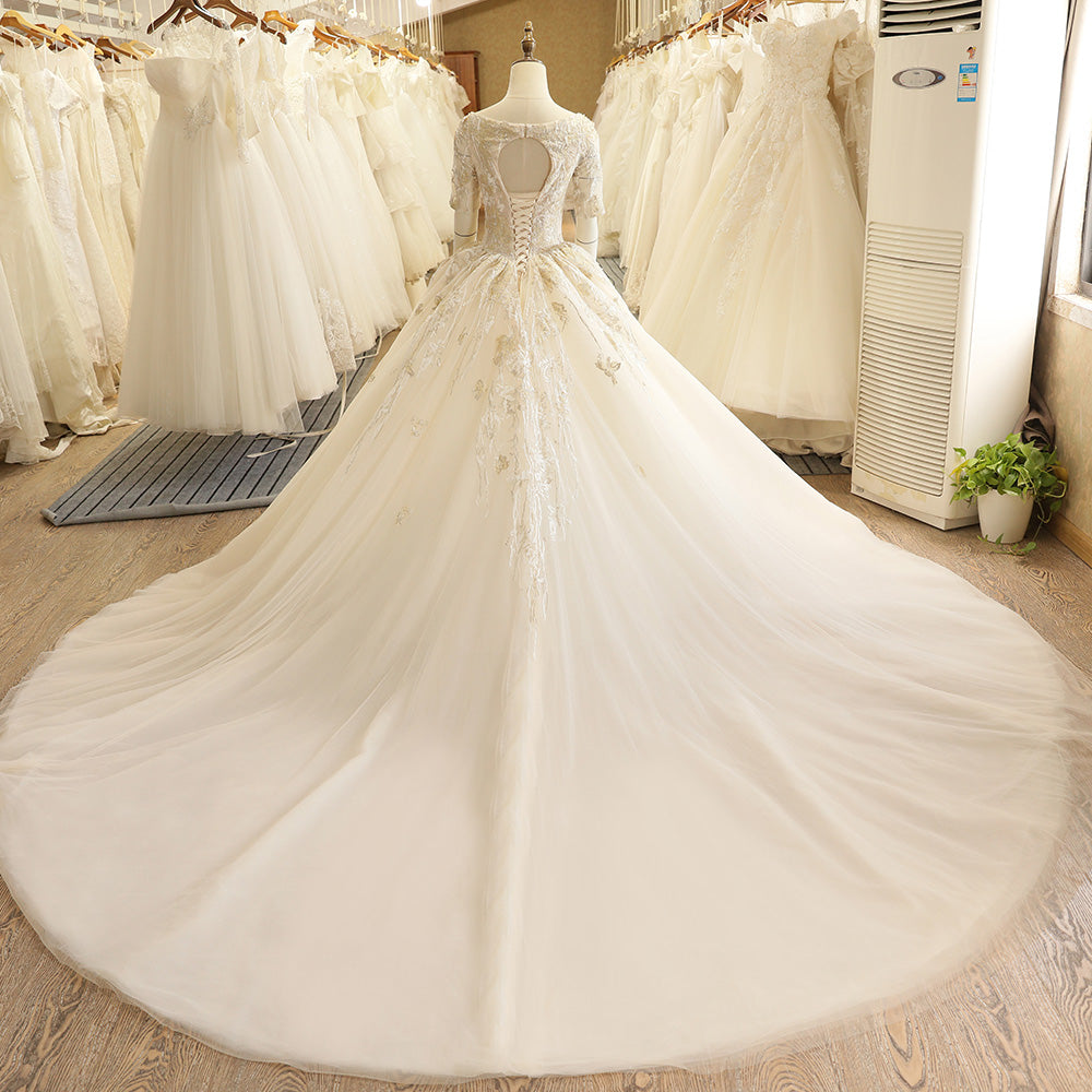 Short Sleeve Lace Wedding Dress – Sassymyprom