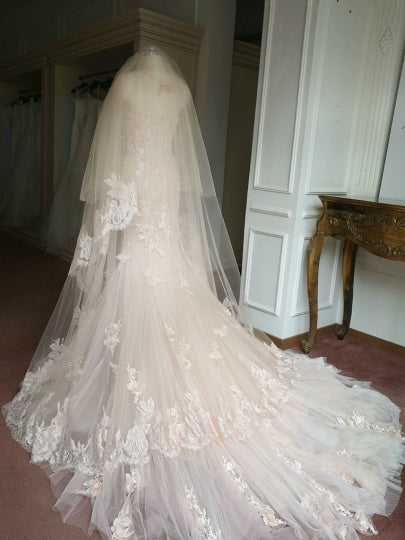 Sheer Flowers Long Sleeve Mermaid Wedding Dress – Sassymyprom