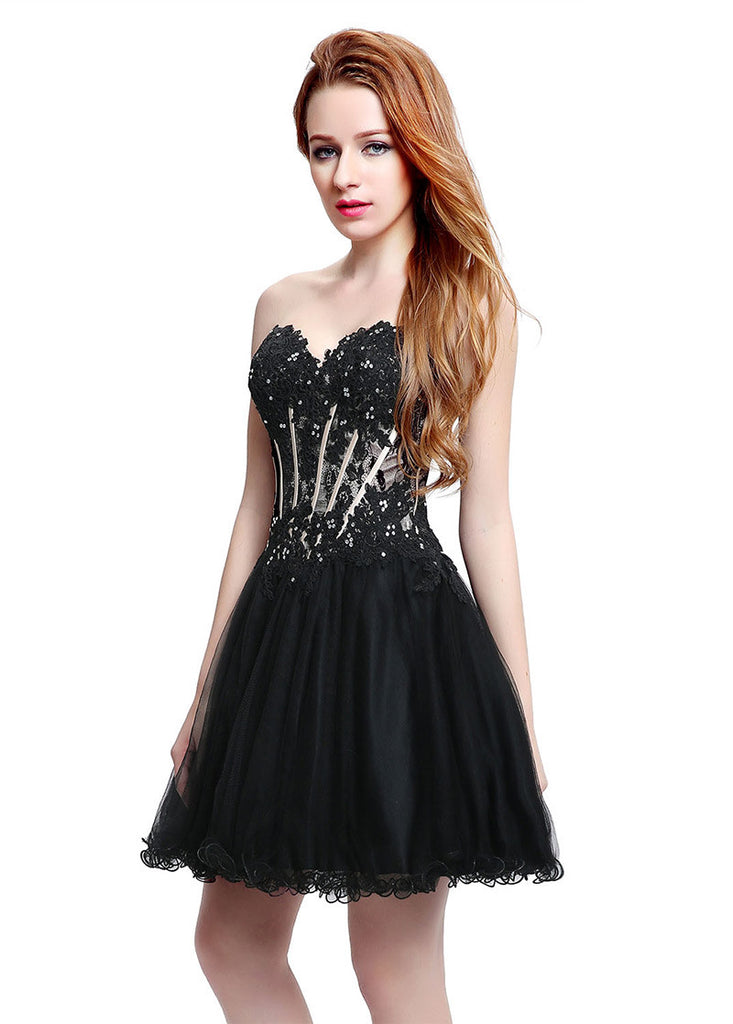 Alluring Tulle Sweetheart Neckline Short Length A Line Homecoming Dresses With Hot Fix 5015