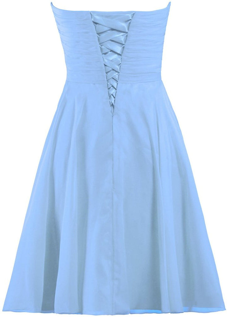 Light Blue Short Bridesmaid Dresses Chiffon Wedding Party Dress ...