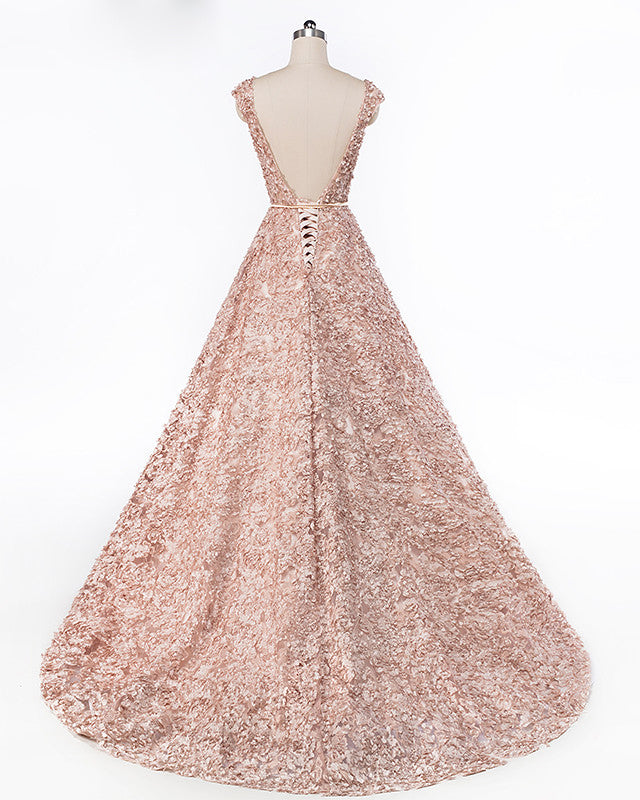 Tulle Sleeveless Flowers Evening Prom Dress – Sassymyprom