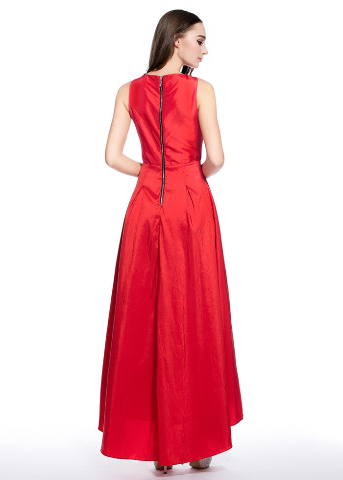 Red Graceful Taffeta Bateau Neckline Hi-lo A-line Homecoming Dresses ...