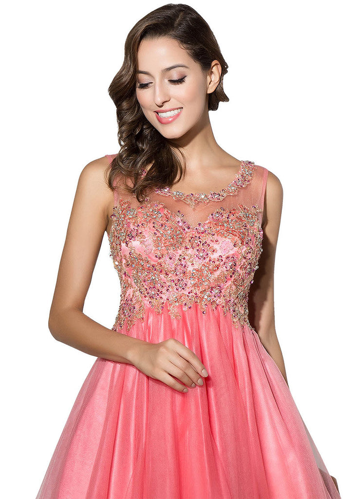 Pretty Tulle Scoop Neckline A-Line Short Homecoming Dresses With ...