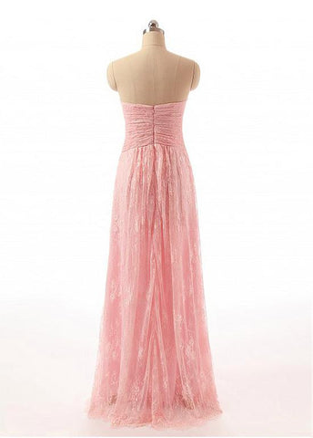 Graceful Lace Sweetheart Neckline A-line Bridesmaid Dresses Pink Cheap ...