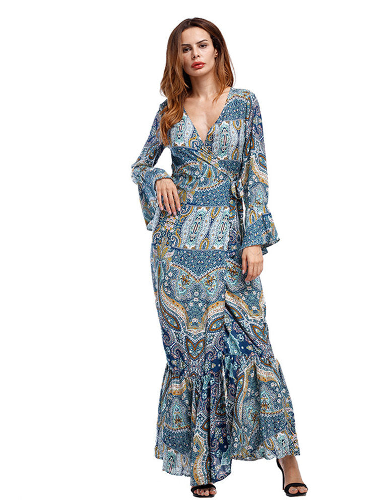 Beautiful V-neck Long Sleeve Mermaid Maxi Dresses – Sassymyprom