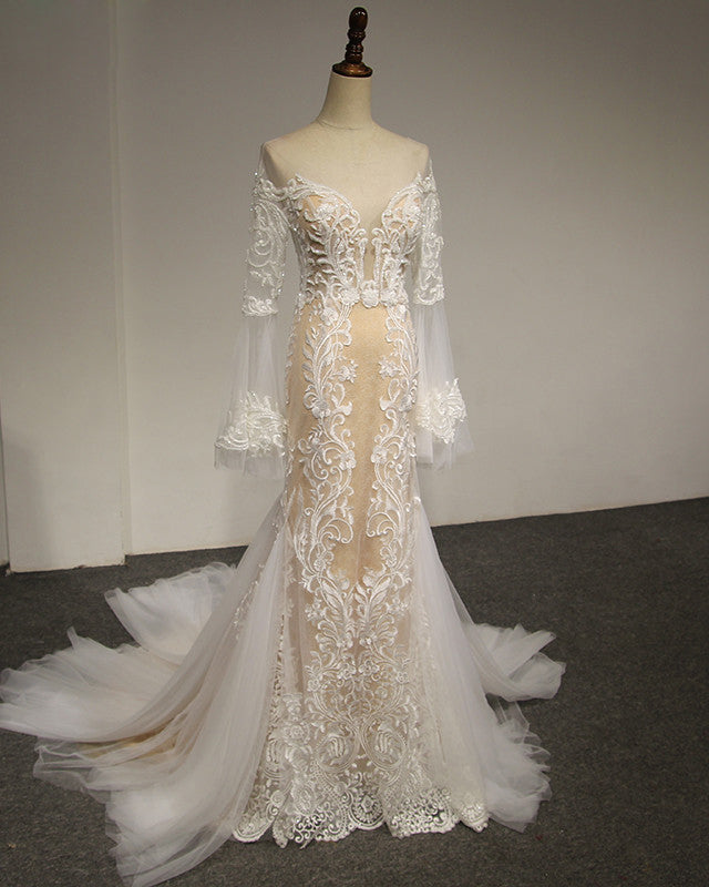Flare Sleeve Sexy Mermaid Wedding Dress – Sassymyprom