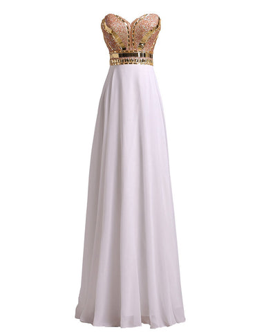White A Line Chiffon Beaded Prom Dress – Sassymyprom