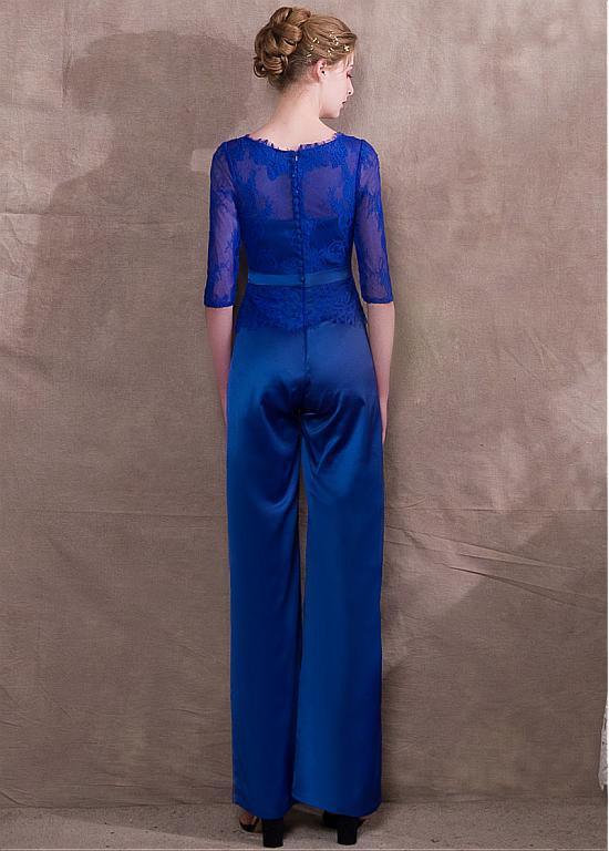 Jumpsuit Acetate Royal Satin & Lace Jewel Evening Dress – Sassymyprom