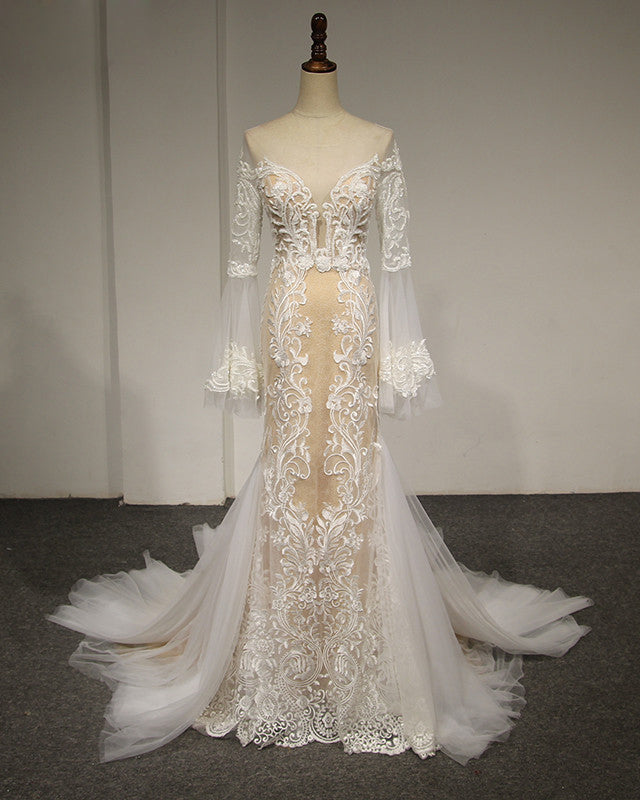 Flare Sleeve Sexy Mermaid Wedding Dress – Sassymyprom