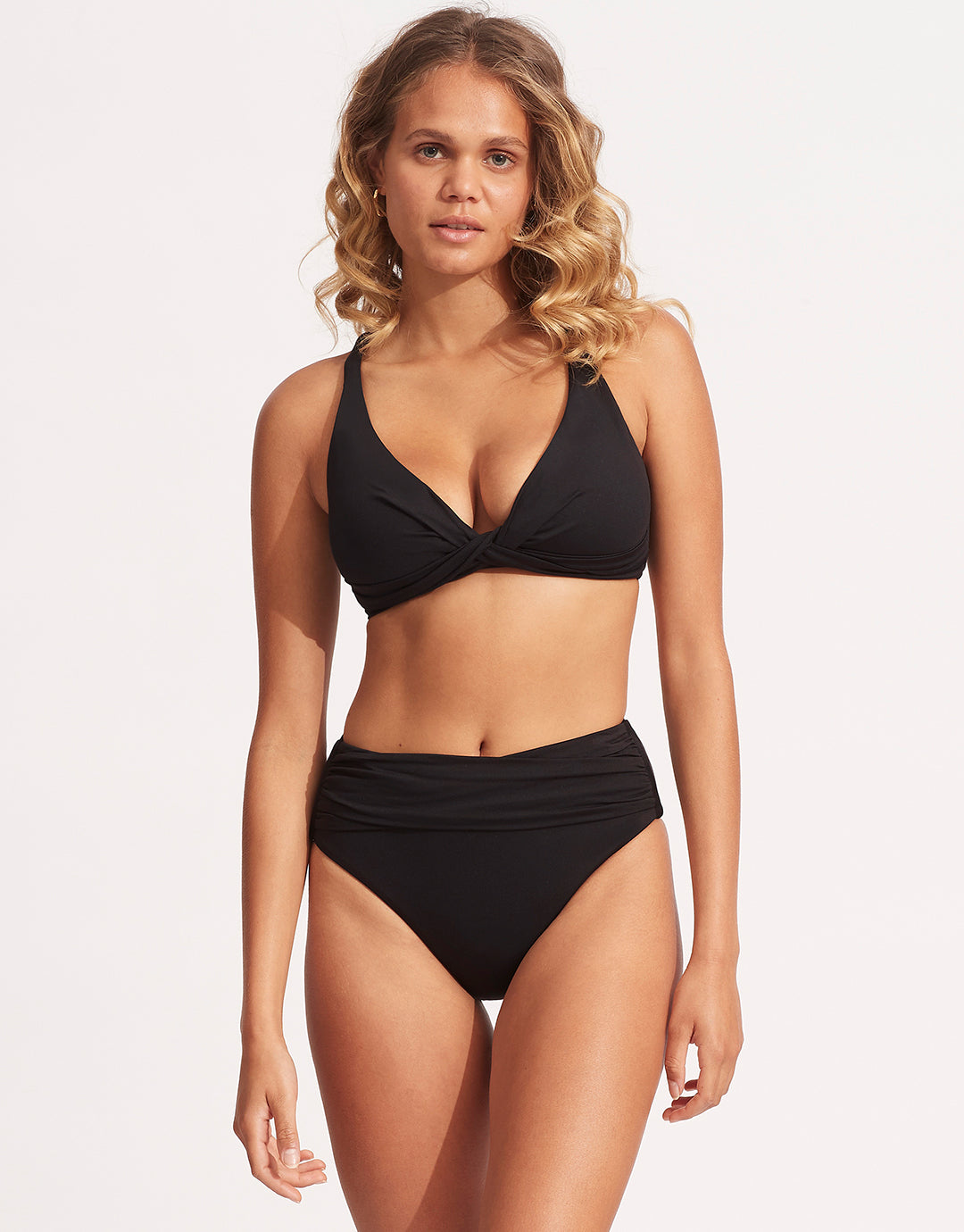 Seafolly Splendour Fixed Tri Bra Bikini Top - Black
