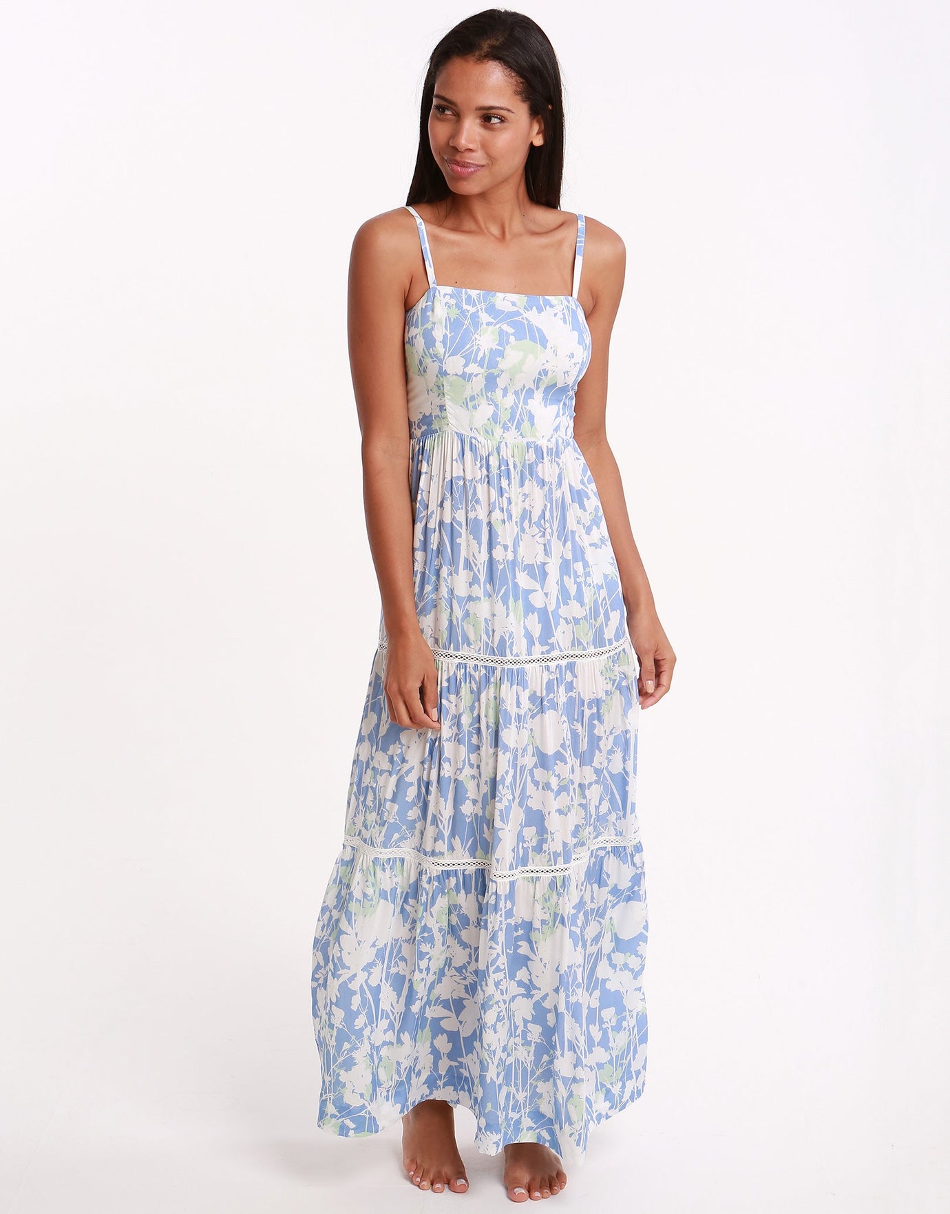 Heidi Klein Langkawi Square Neck Tiered Maxi Dress - Print | Simply ...