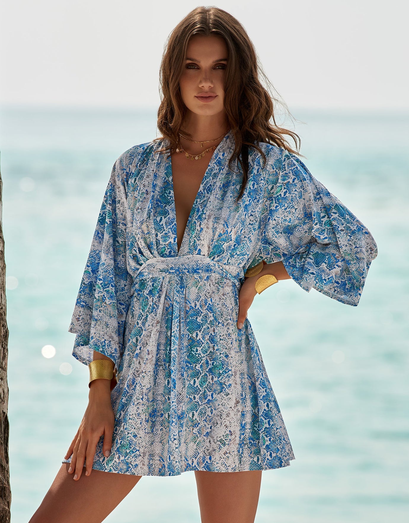 Melissa Odabash Eloise V Neck Kaftan - Serpente | Simply Beach UK