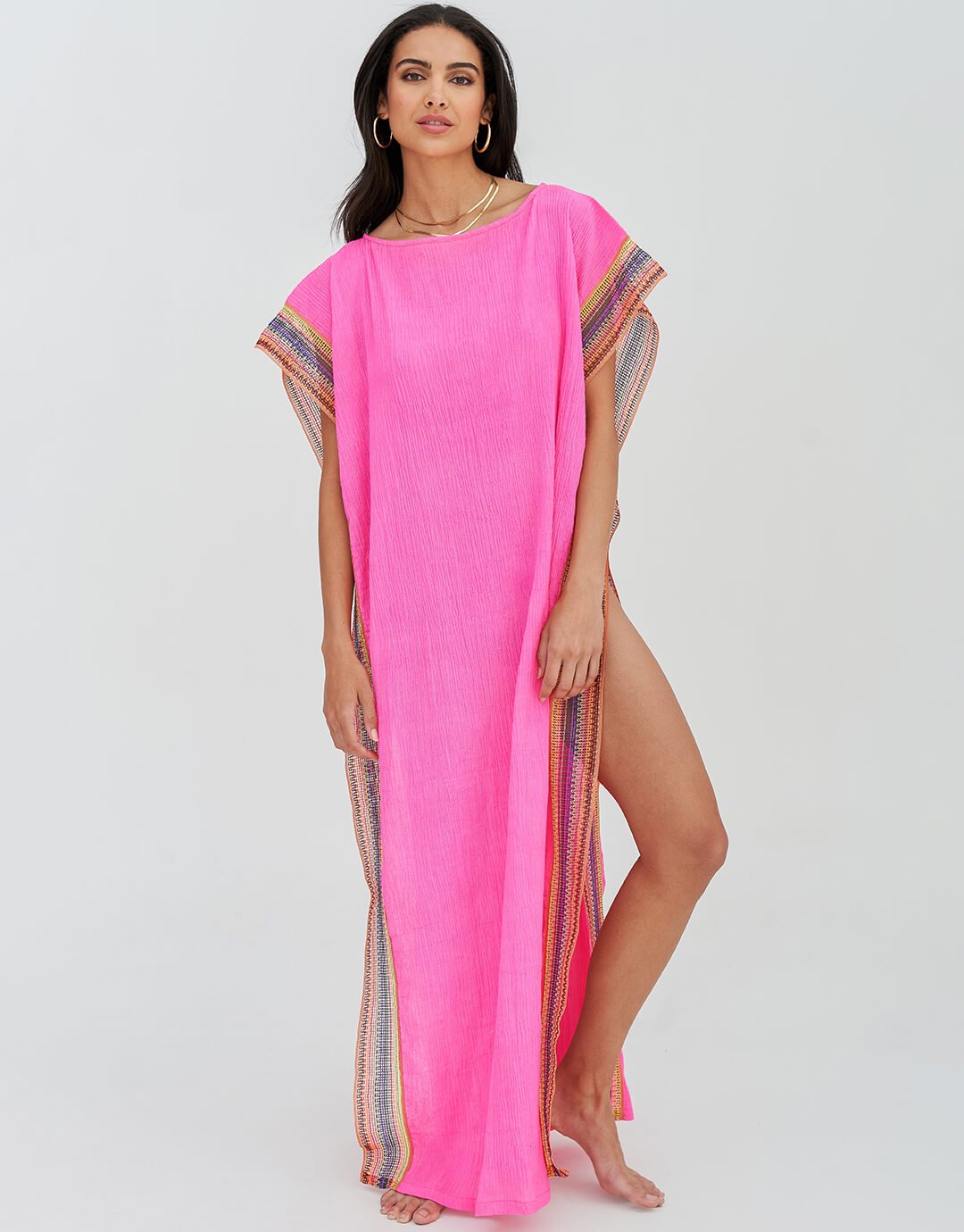 Crinkle Open Sided Dress - Hot Pink | Simply Beach UK