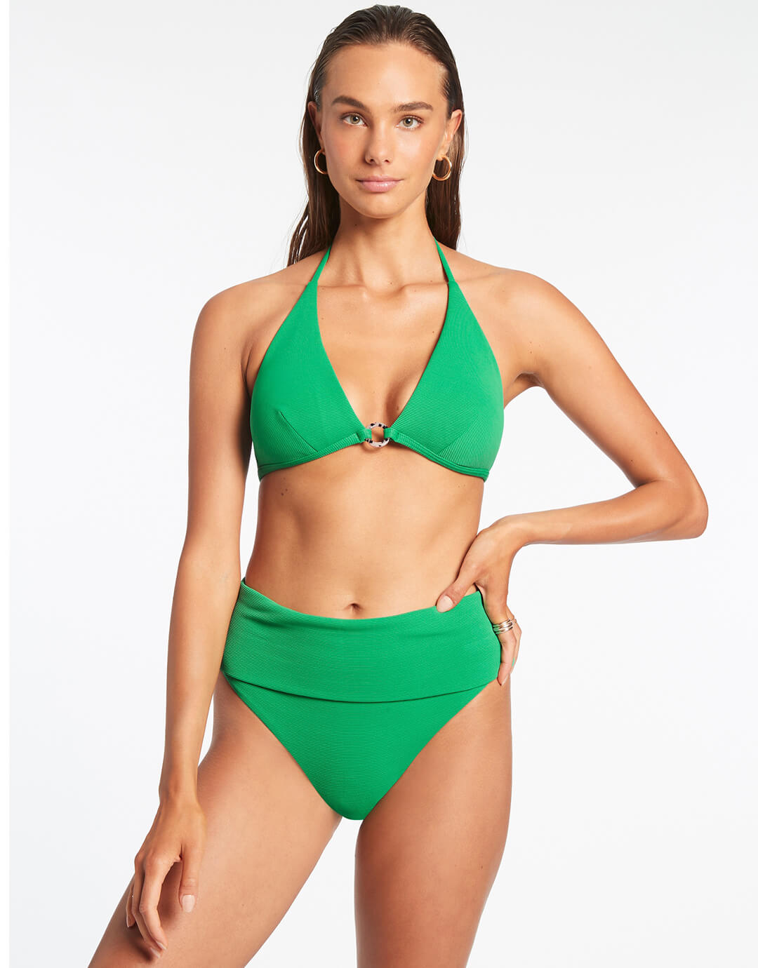 Lime Green Bikini Top - Ruched Bikini Top - Halter Bikini Top - Lulus