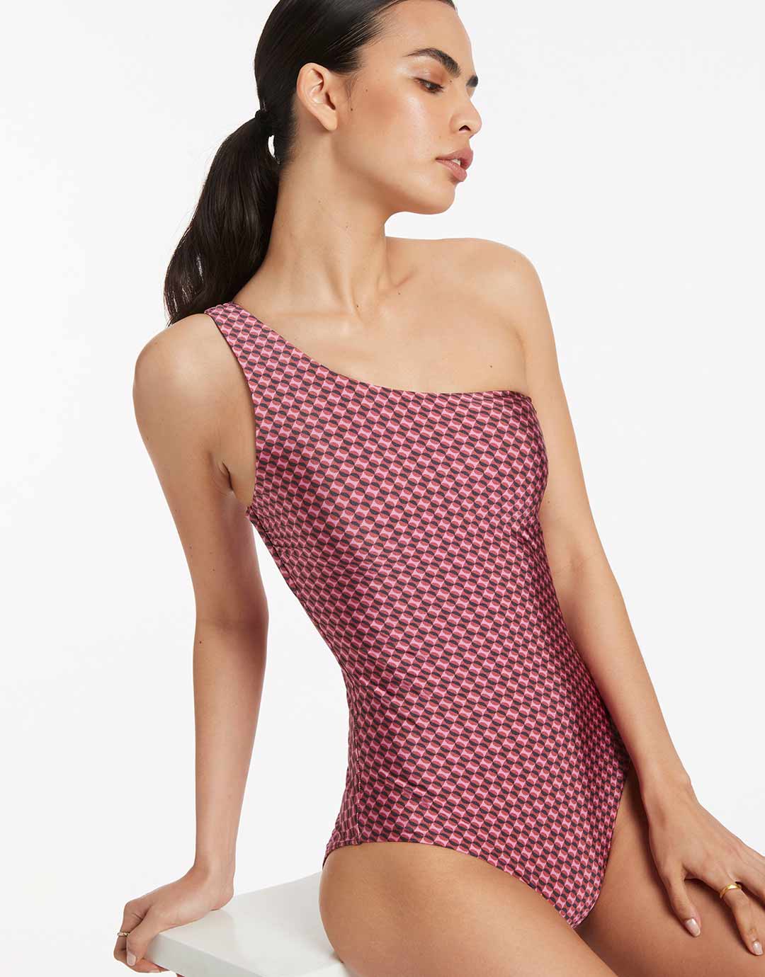 Lenny Niemeyer Padang One Shoulder Knot Maillot - Print