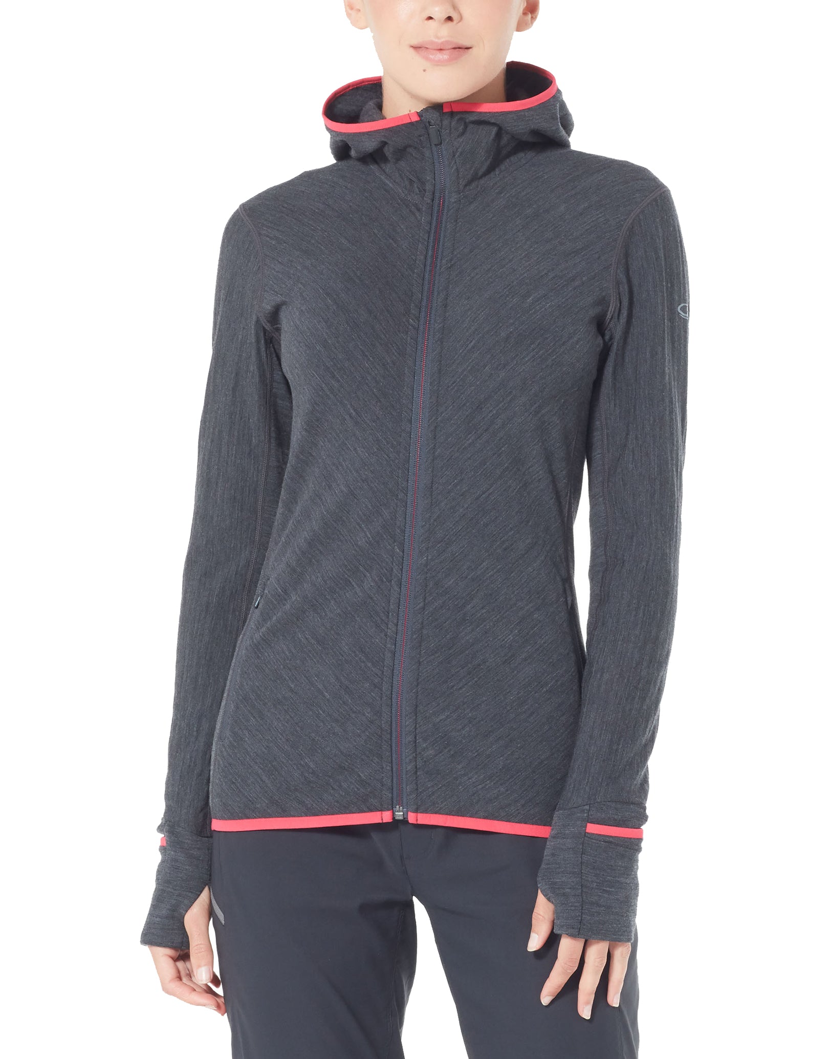 Icebreaker Womens Descender Long Sleeved Zip Hoodie - Jet Heather ...