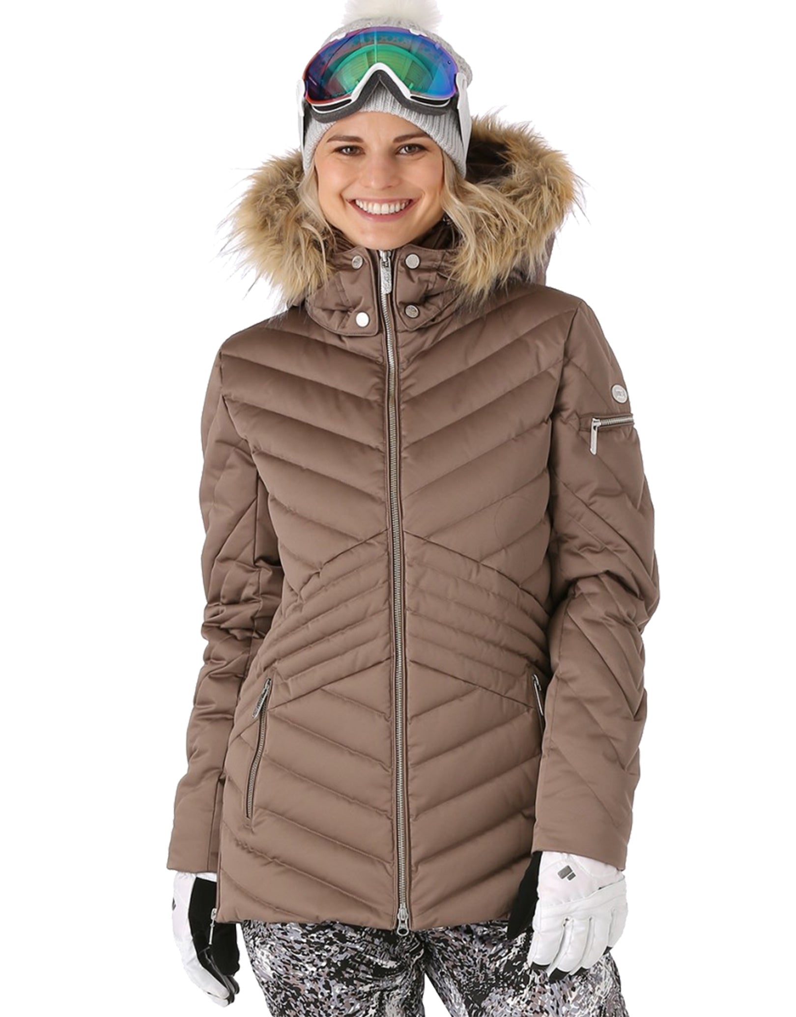 Nils Womens Brienne Faux Fur Ski Jacket - Bronze | Simply Hike UK