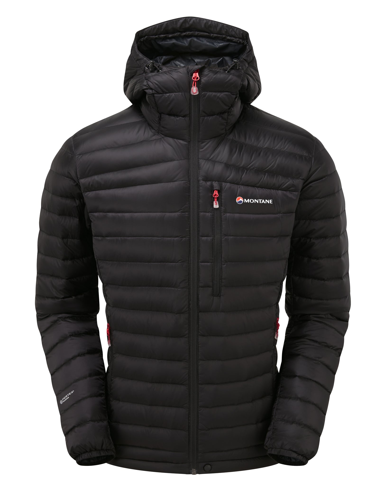 Montane Mens Featherlite Down Jacket - Black Alpine Red | Simply Hike UK