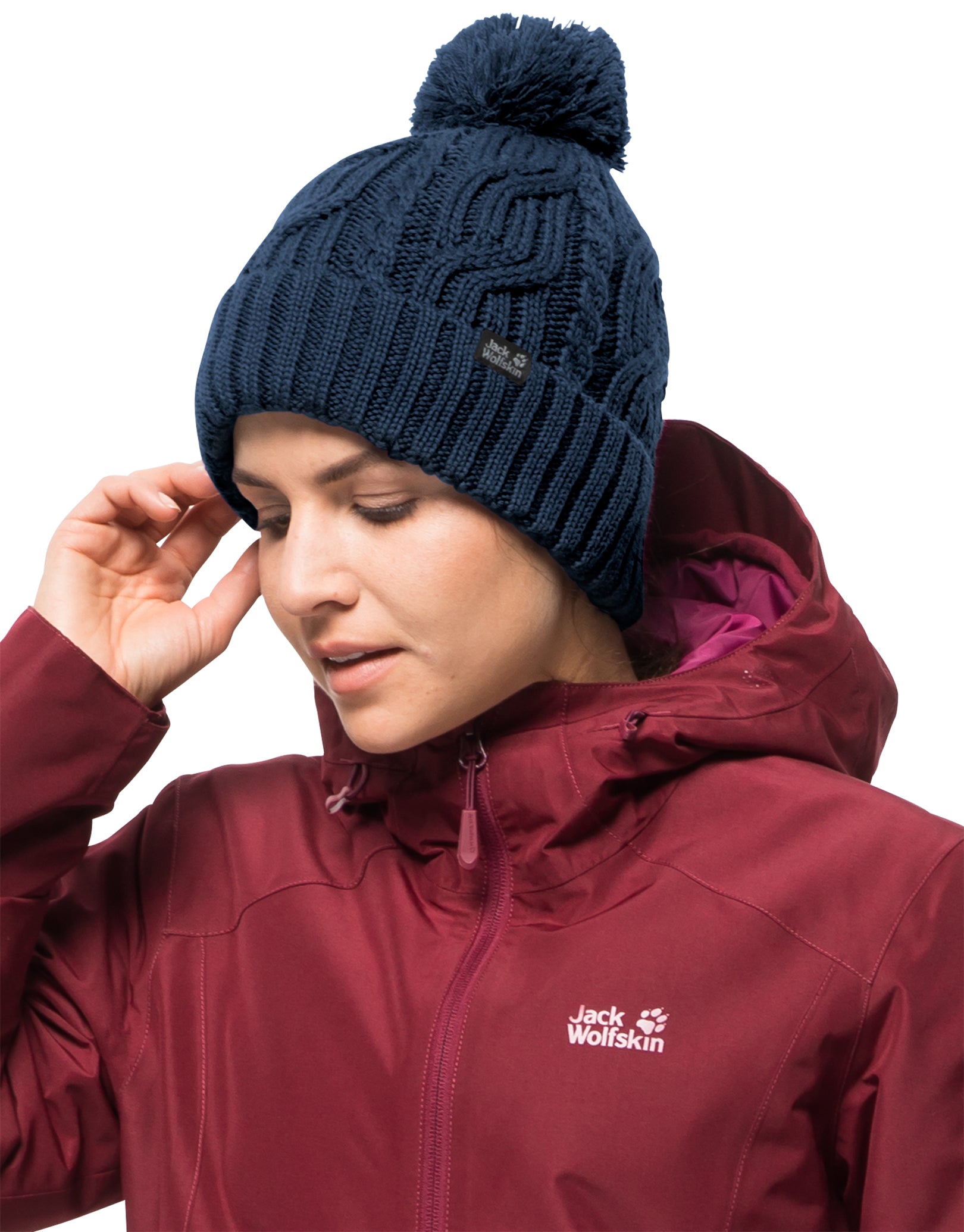 Jack Wolfskin Womens Stormlock Pompom Beanie Hat - Dark Indigo | Simply ...