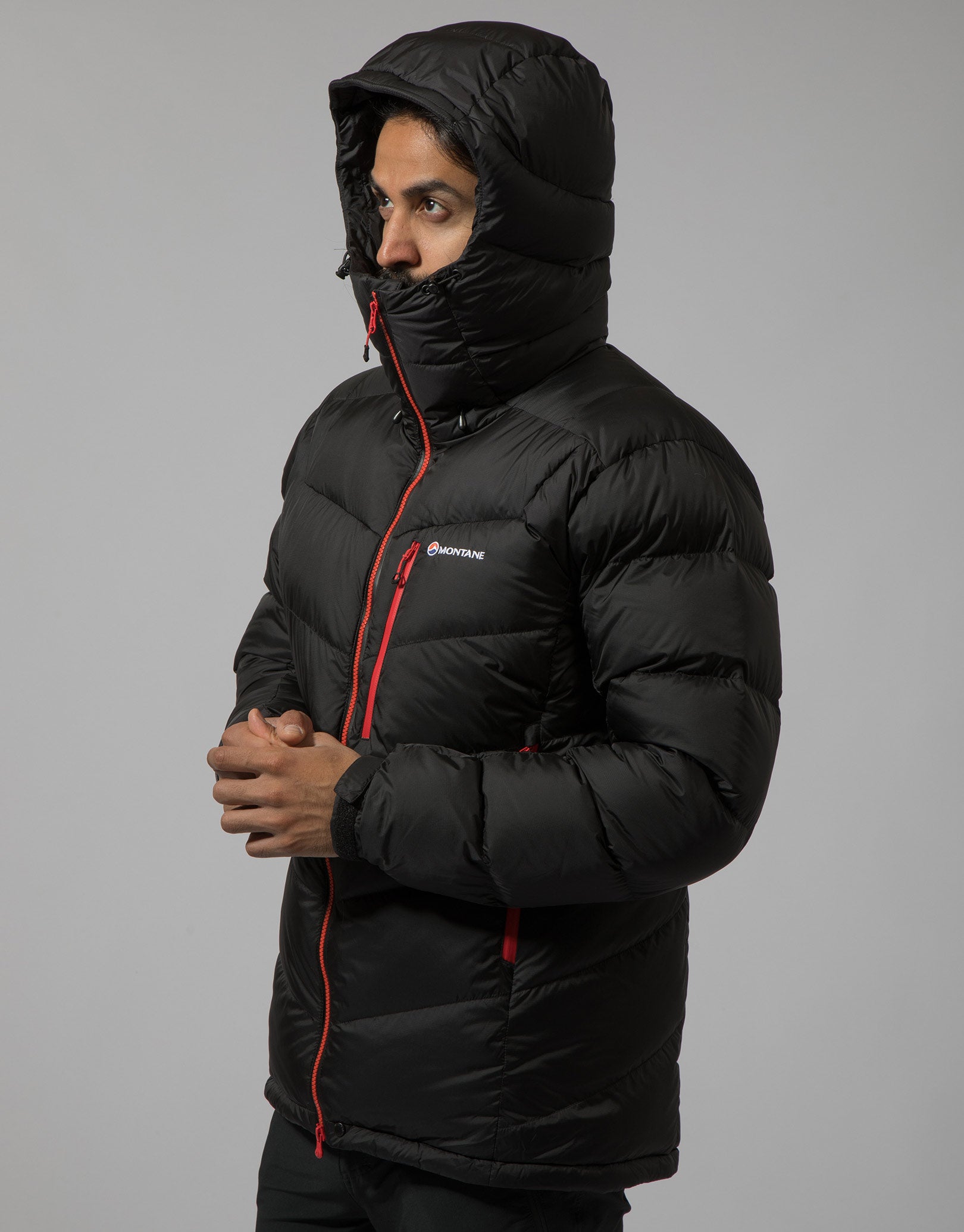 Montane Mens Resolute Down Jacket Black Alpine Red Simply Hike Uk