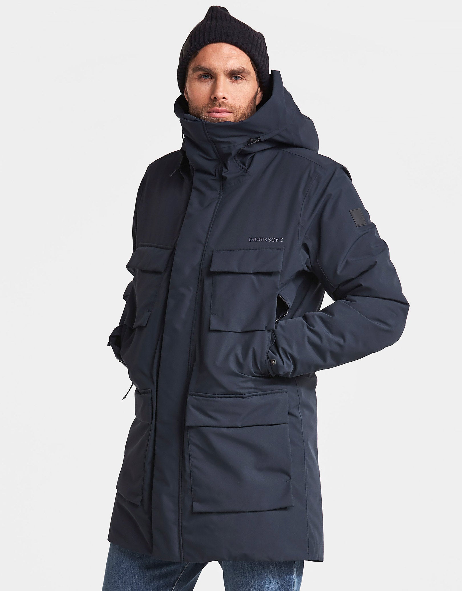 Didriksons Mens Drew Parka Jacket - Dark Night Blue | Simply Hike UK