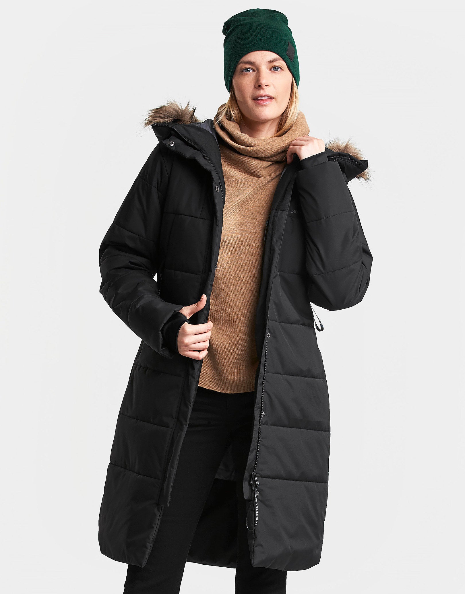 Didriksons Womens Valentina Parka Jacket - Black | Simply Hike UK