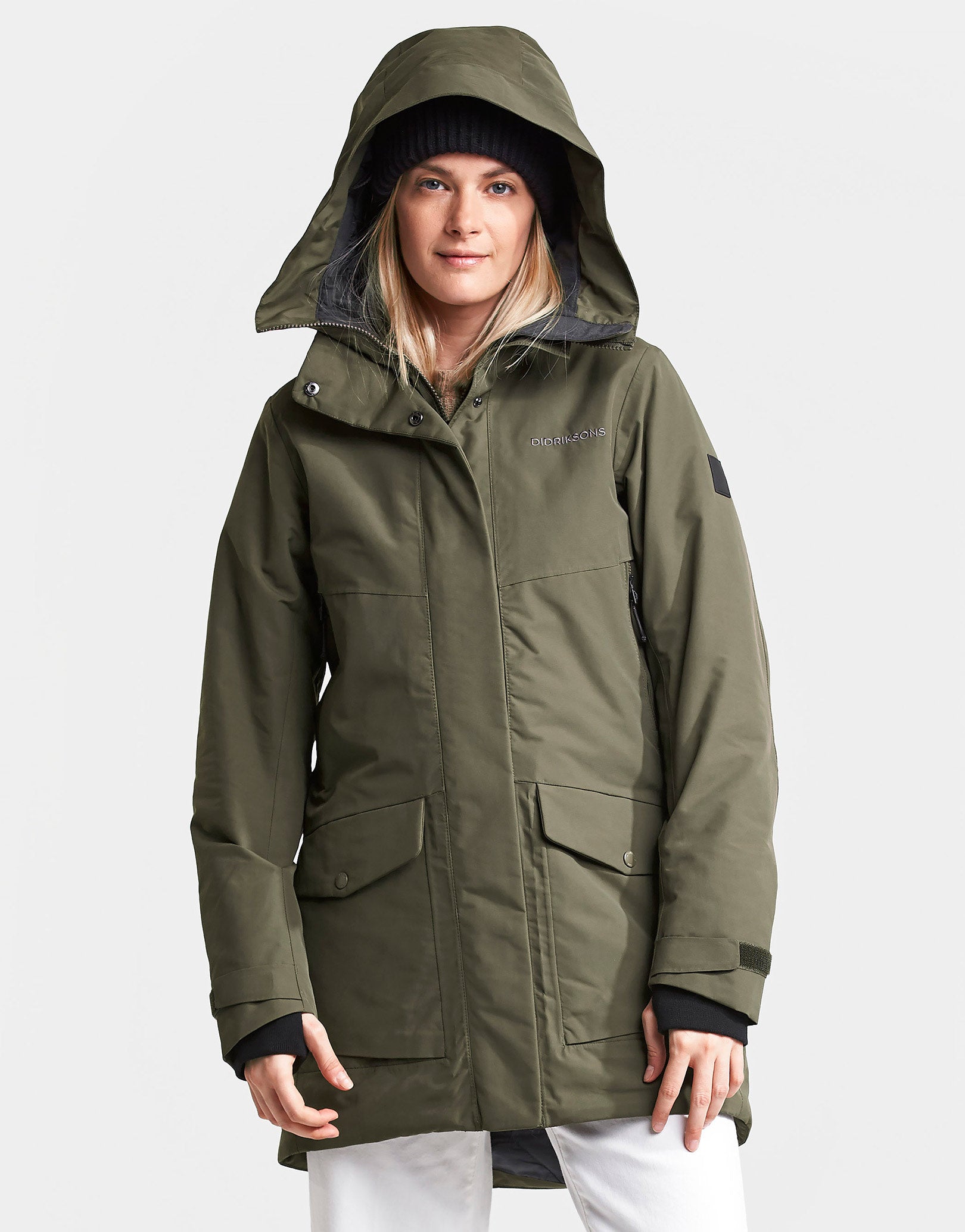 Didriksons Womens Frida Parka Jacket - Crocodile Green | Simply Hike UK