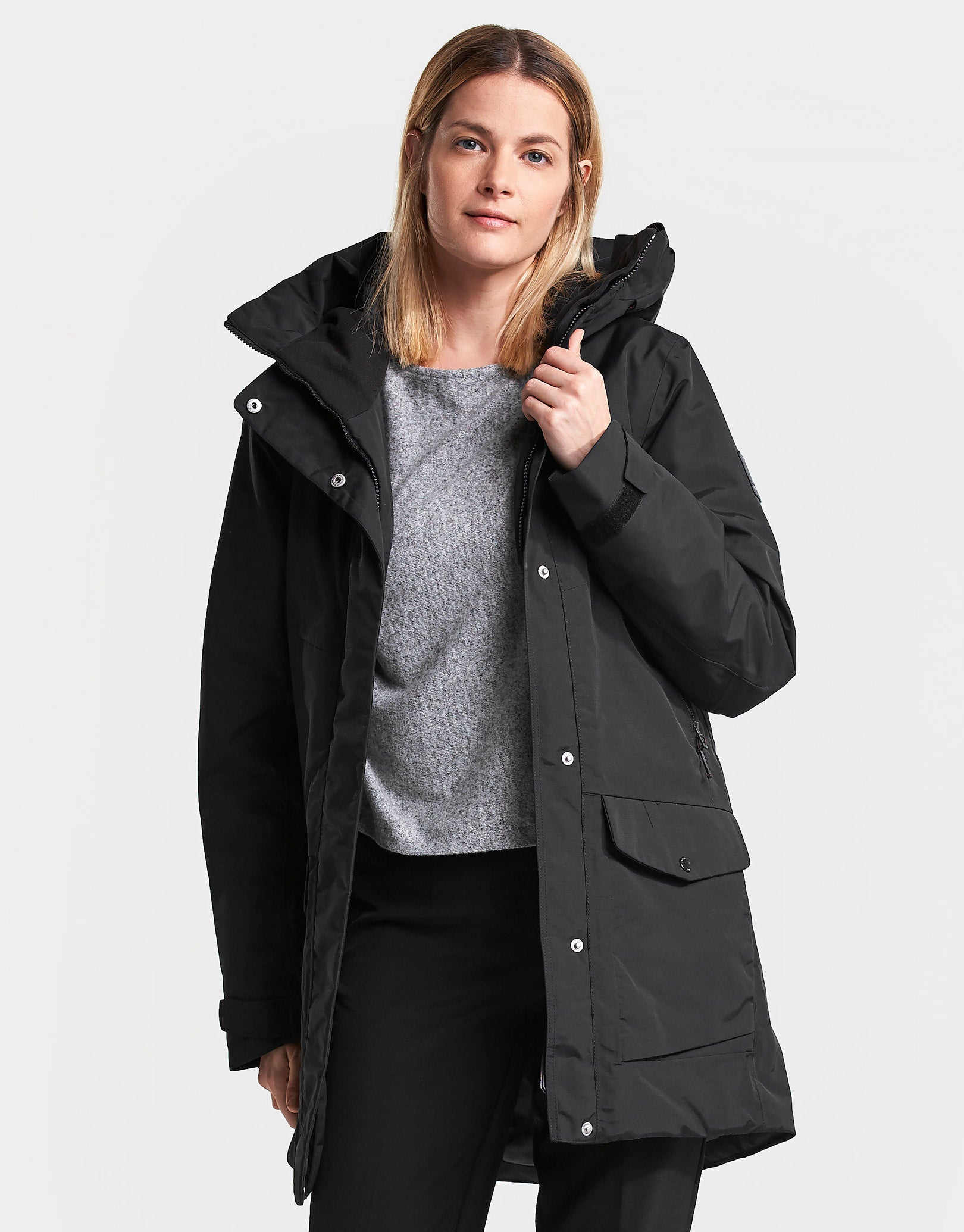 Didriksons Womens Frida Parka Jacket - Black | Simply Hike UK