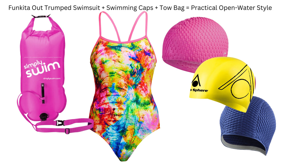 funkita swimsuit-tow buoy-swimcaps