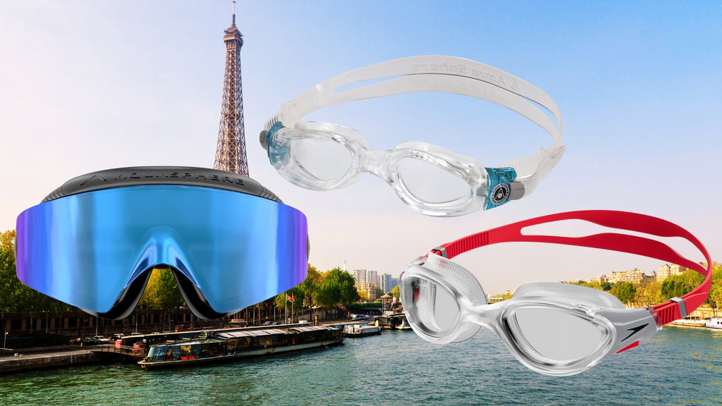 Paris 2024 Olympics blue goggles, red goggles, white goggles