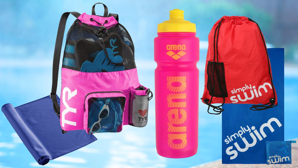 Simply Swim swimbags, water bottle, swim towel