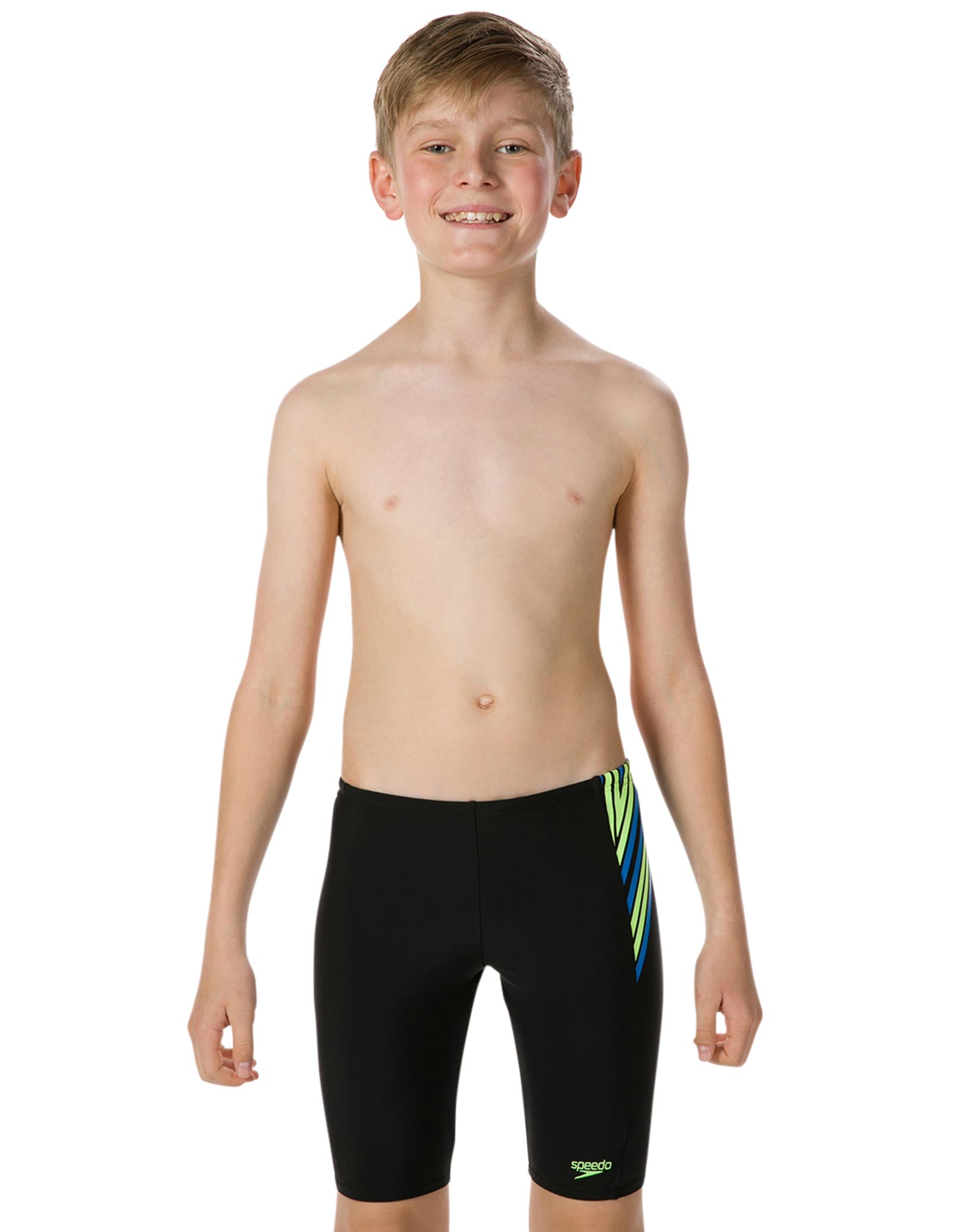 Speedo Boys Endurance 10 Logo Panel Jammer - Black and Zest | Simply ...