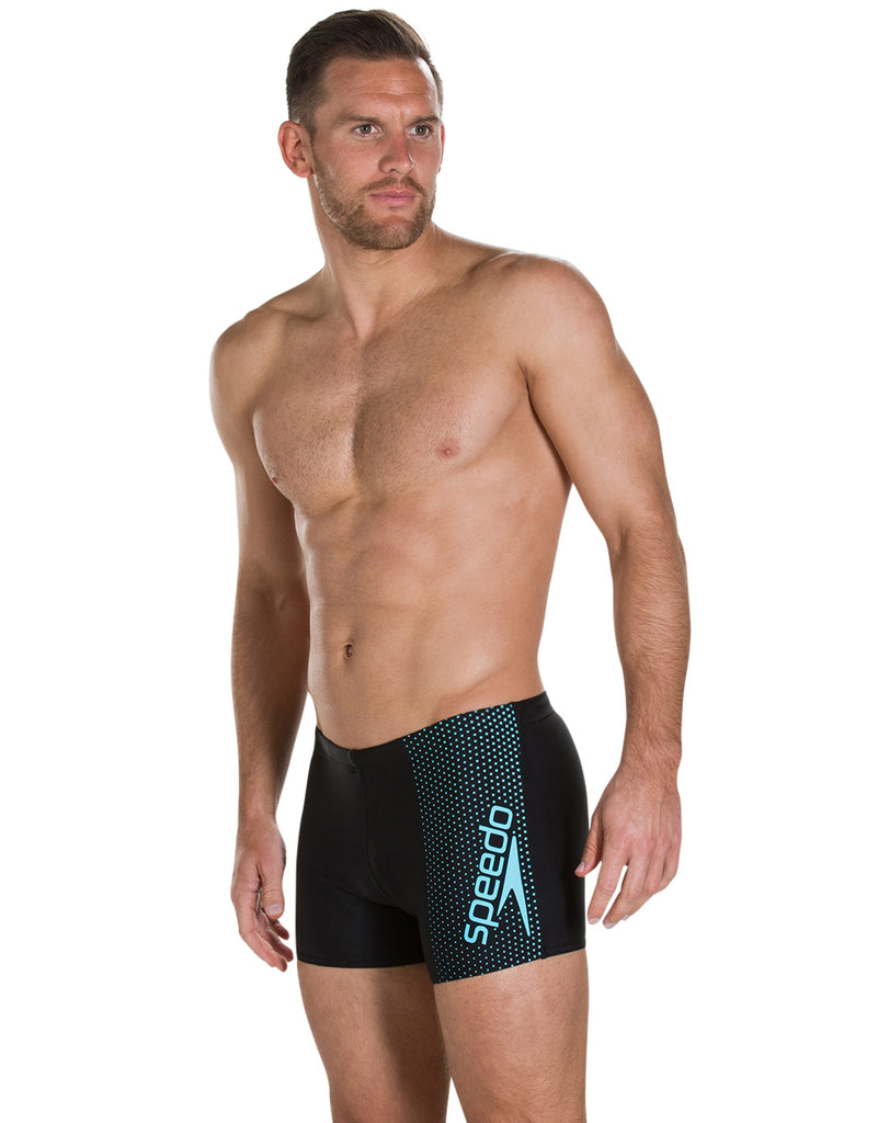 Speedo Endurance 10 Gala Logo Swimming Trunk - Black and Aqua | Simply ...