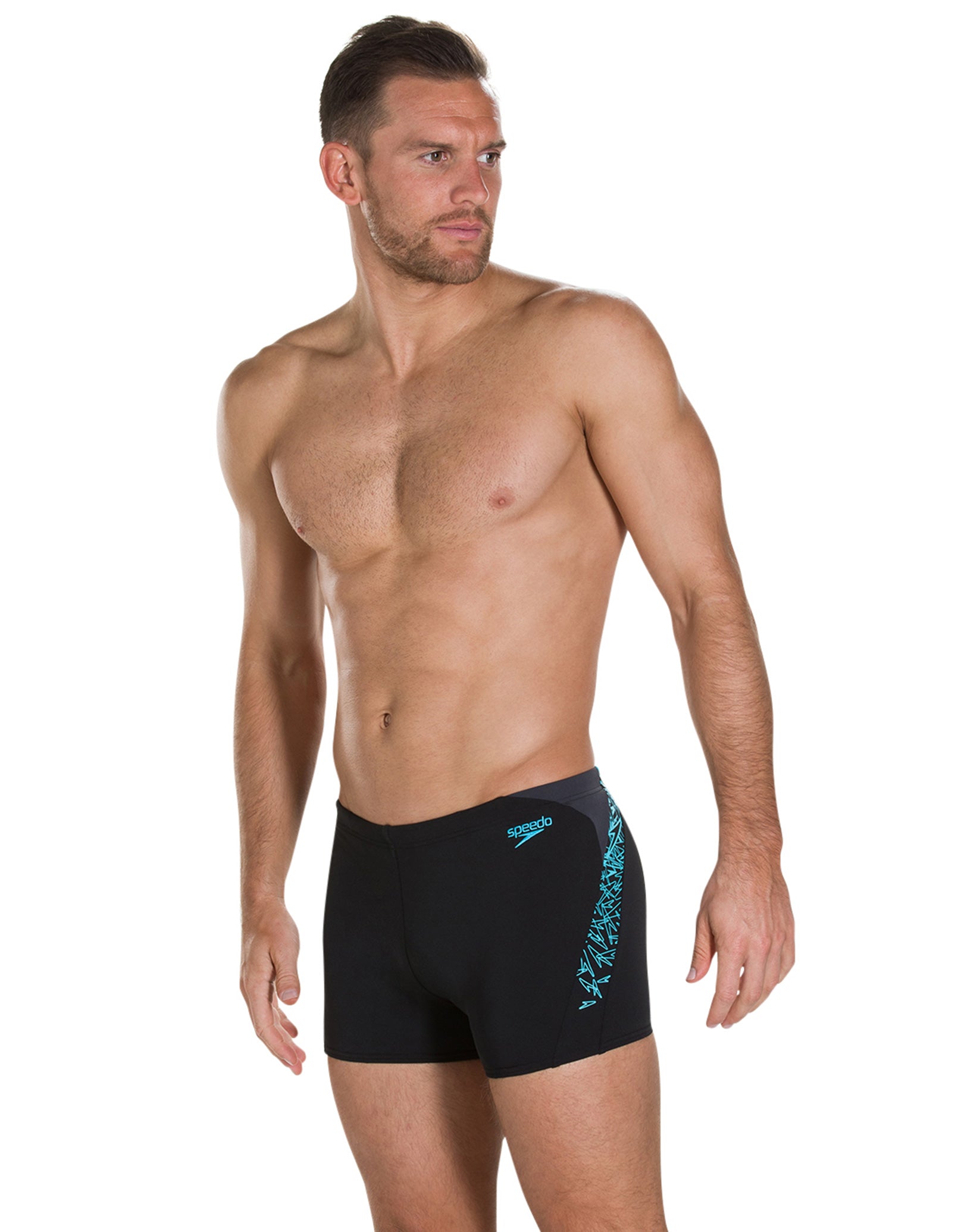 Speedo Mens Endurance Plus Boom Splice Swimming Trunk Black And Aqua Simply Swim Uk