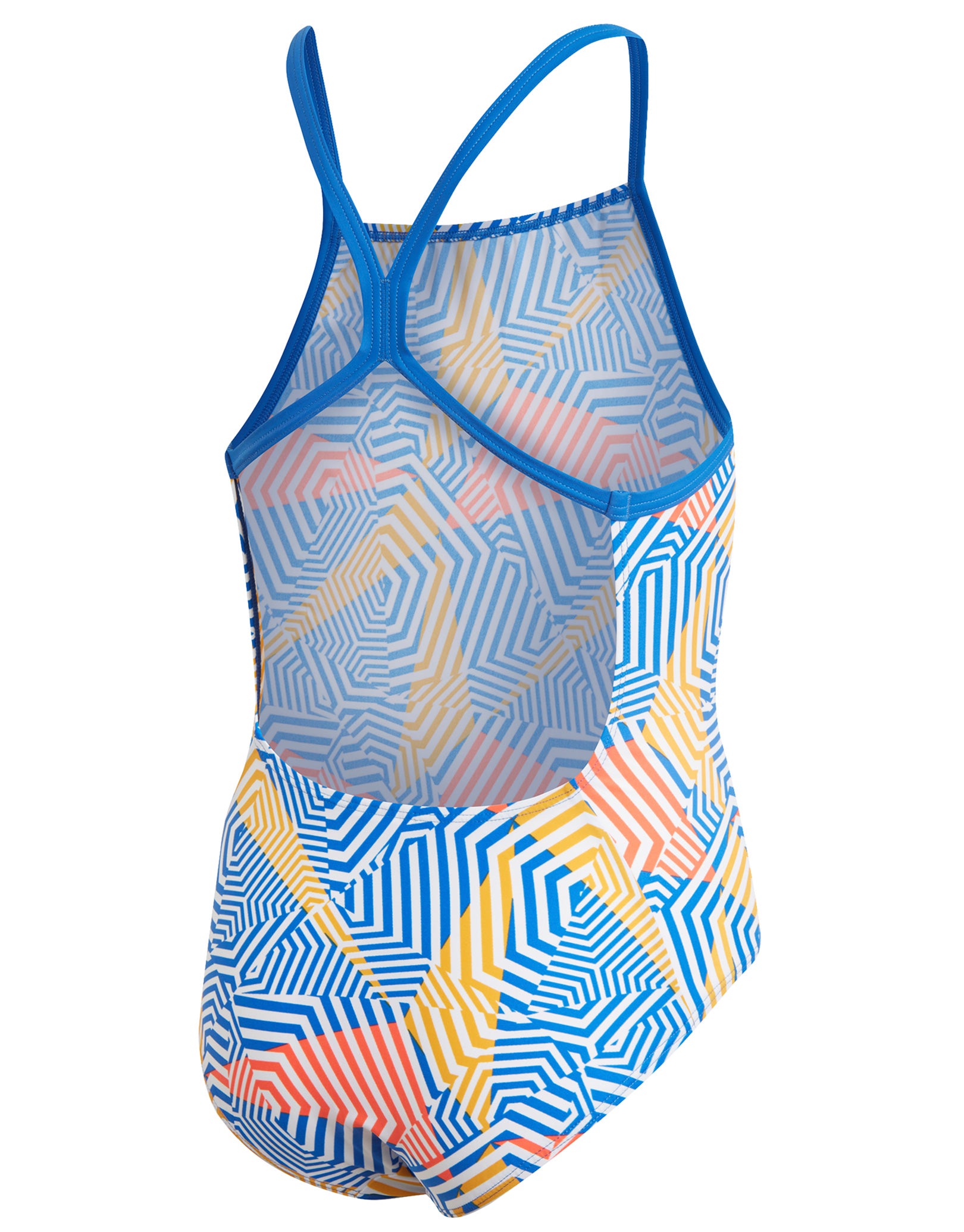 Adidas Girls Allover Thinstrap Swimsuit - Blue | Simply Swim UK