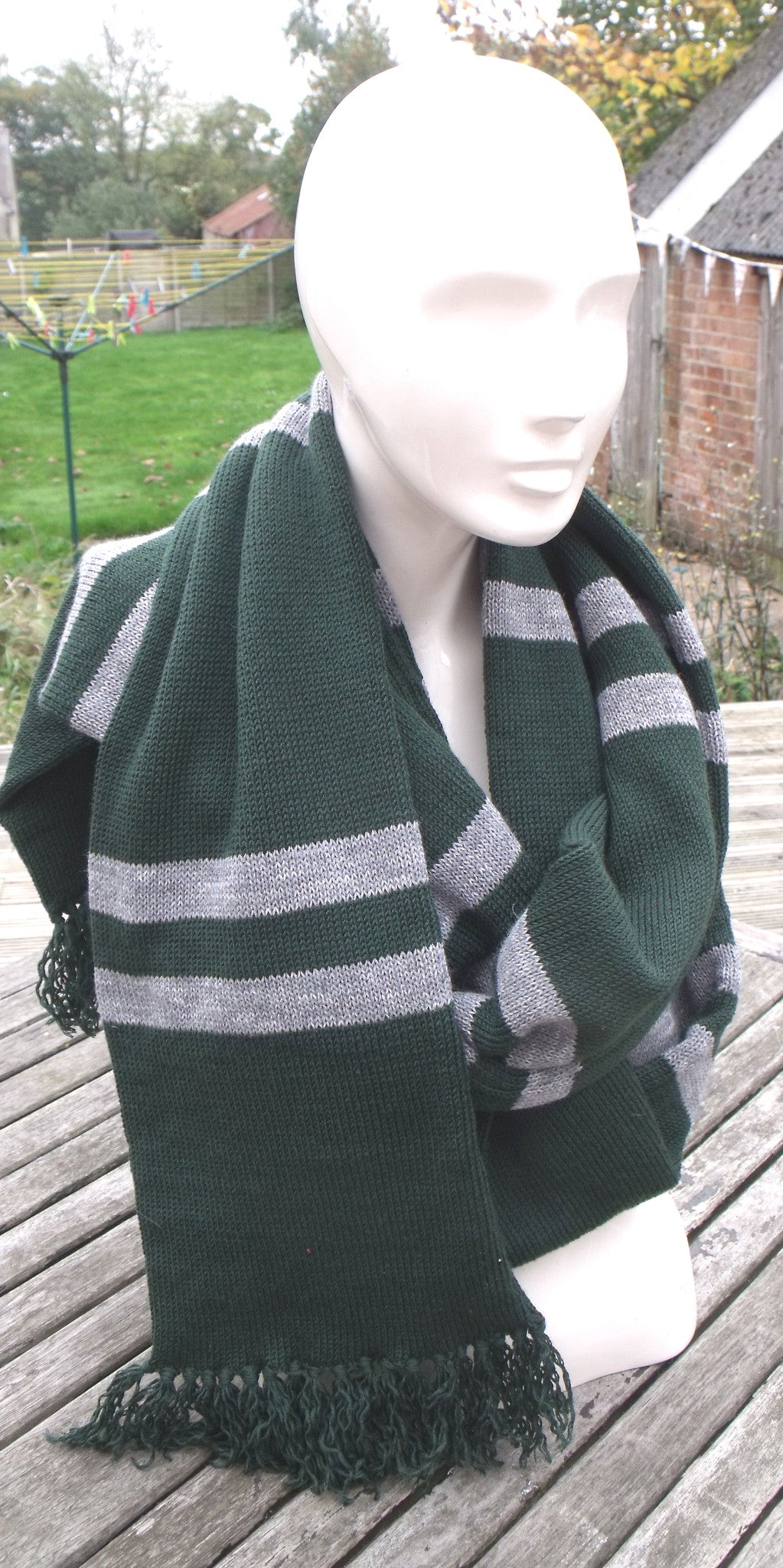 green and grey scarf