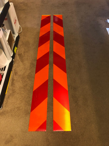 orange and red reflective chevron panel
