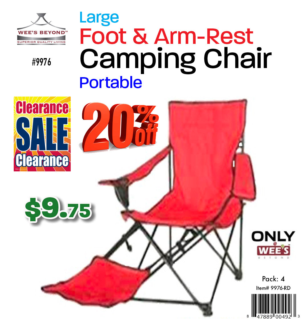9976 Rd Wee S Beyond Large Foot And Arm Rest Camping Chair Case