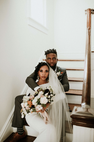 Afrocenchix Wedding Hairstyles for Natural Hair Pexels Young black couple at their wedding sitting on the stairs