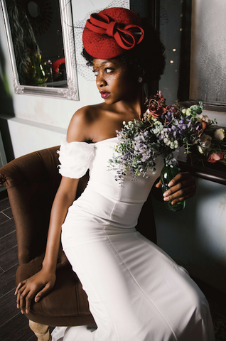 Afrocenchix Wedding Hairstyles for Natural Hair Pexels black woman with red hat in a wedding dress