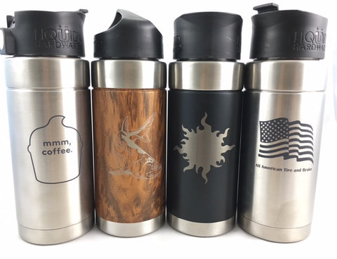 custom logo water bottles and coffee travel mugs