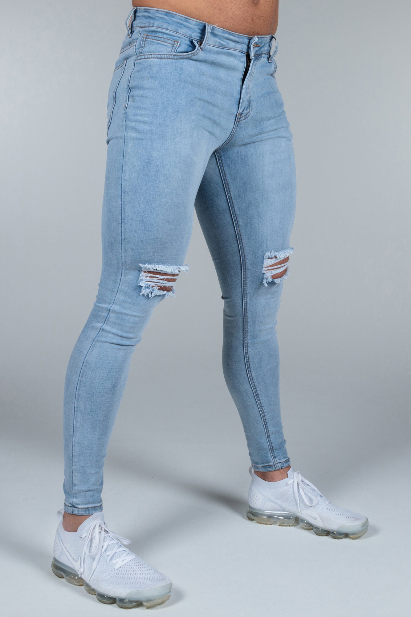 blue spray on jeans