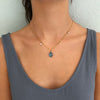 Blue Topaz and Pearl Gold Dot Necklace