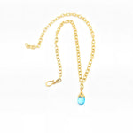 Blue Topaz Gold Link Chain Necklace