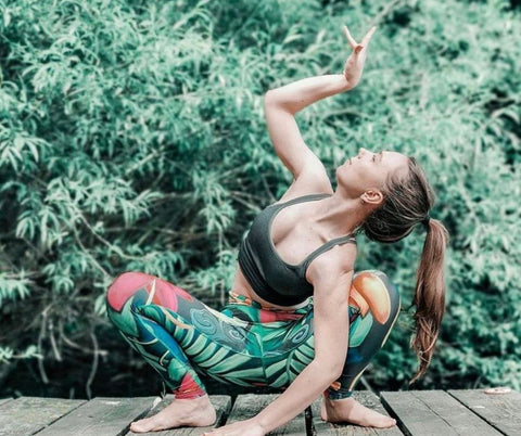 Malasana - Yogic Squat - wearing Blossom Yoga Wear 