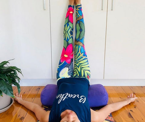 Yoga for self love - Blossom yoga wear blog - feet up the wall pose