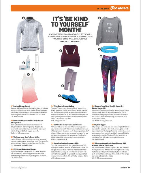 Womens Running Magazine June  2018 featuring Blossom Yoga Wear